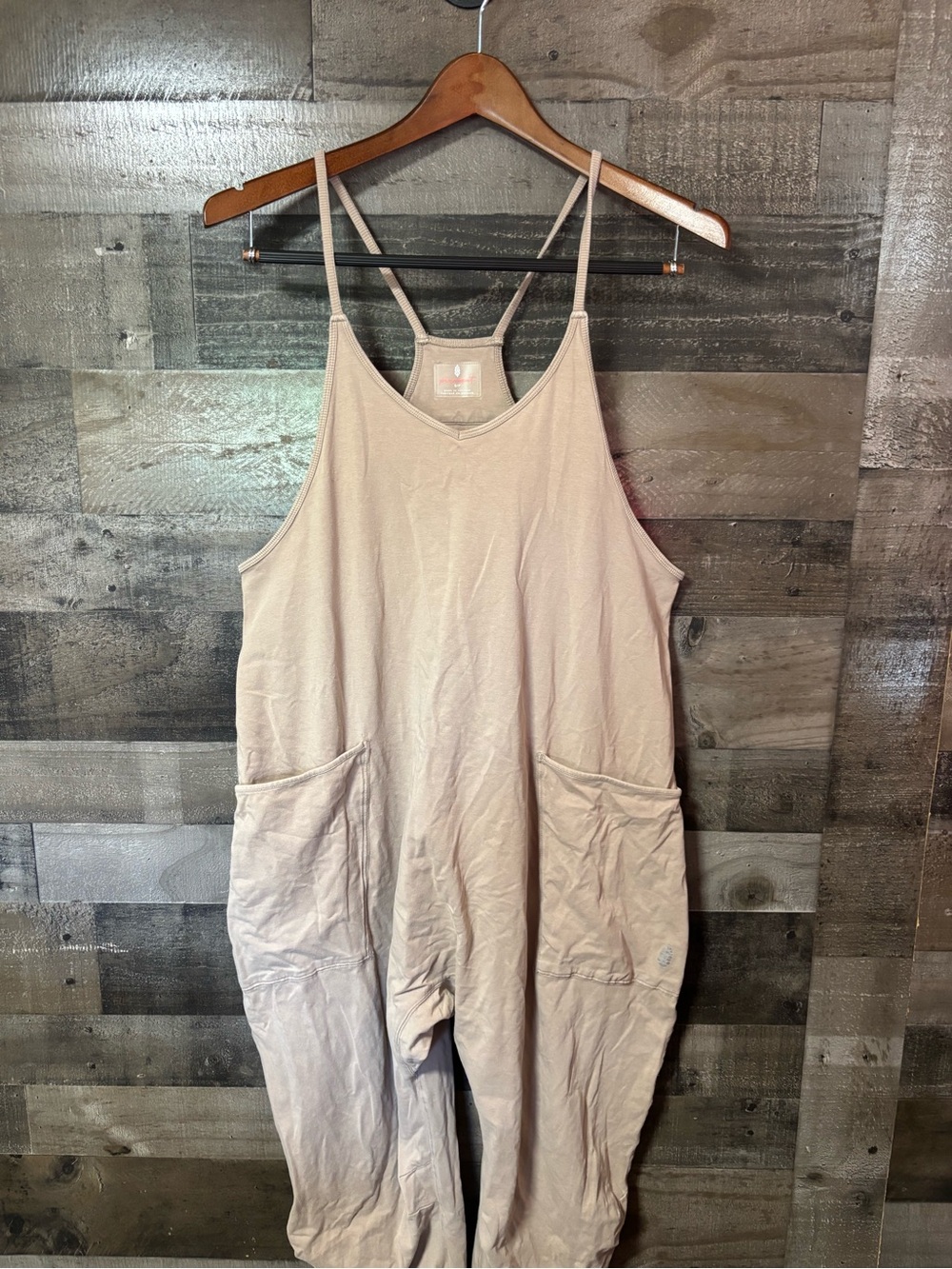 FP Movement by Free People Tan Strappy Jumpsuit Small